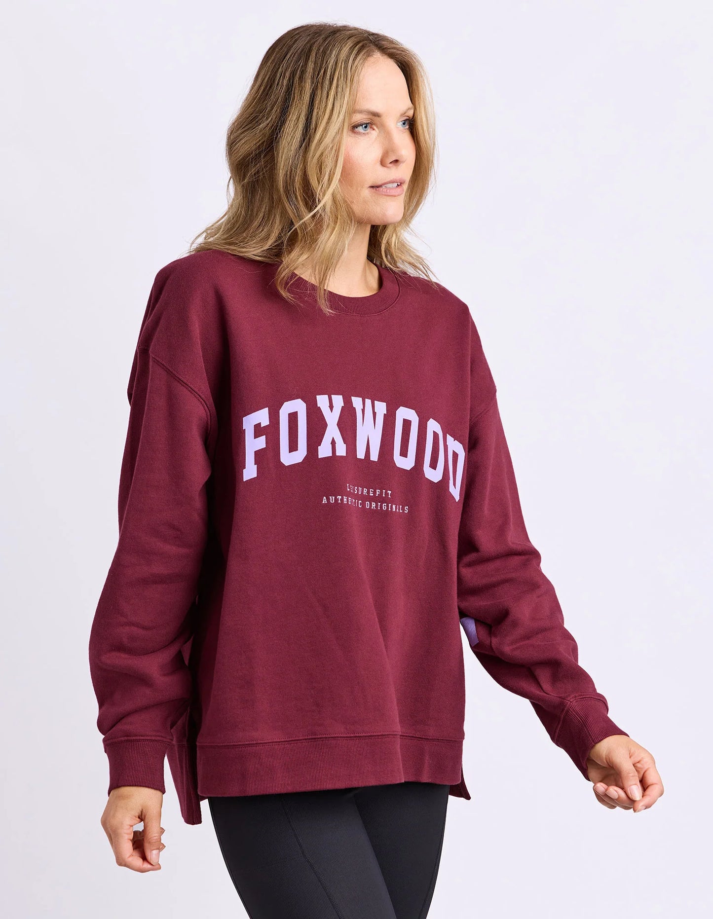 Foxwood Interval Crew - Port & Lilac | Women's Oversized Cotton Sweatshirt