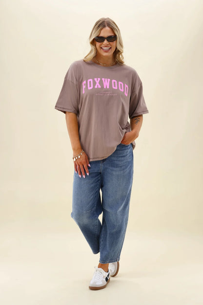 Foxwood Interval Tee - Brown & Bright Pink