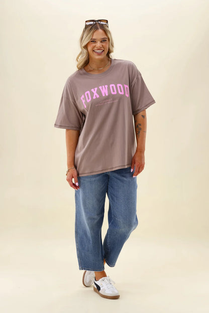 Foxwood Interval Tee - Brown & Bright Pink