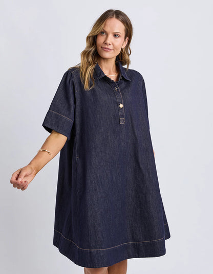 Foxwood Julian Dress – Indigo | Women's Cotton Loose Fit Casual Dress