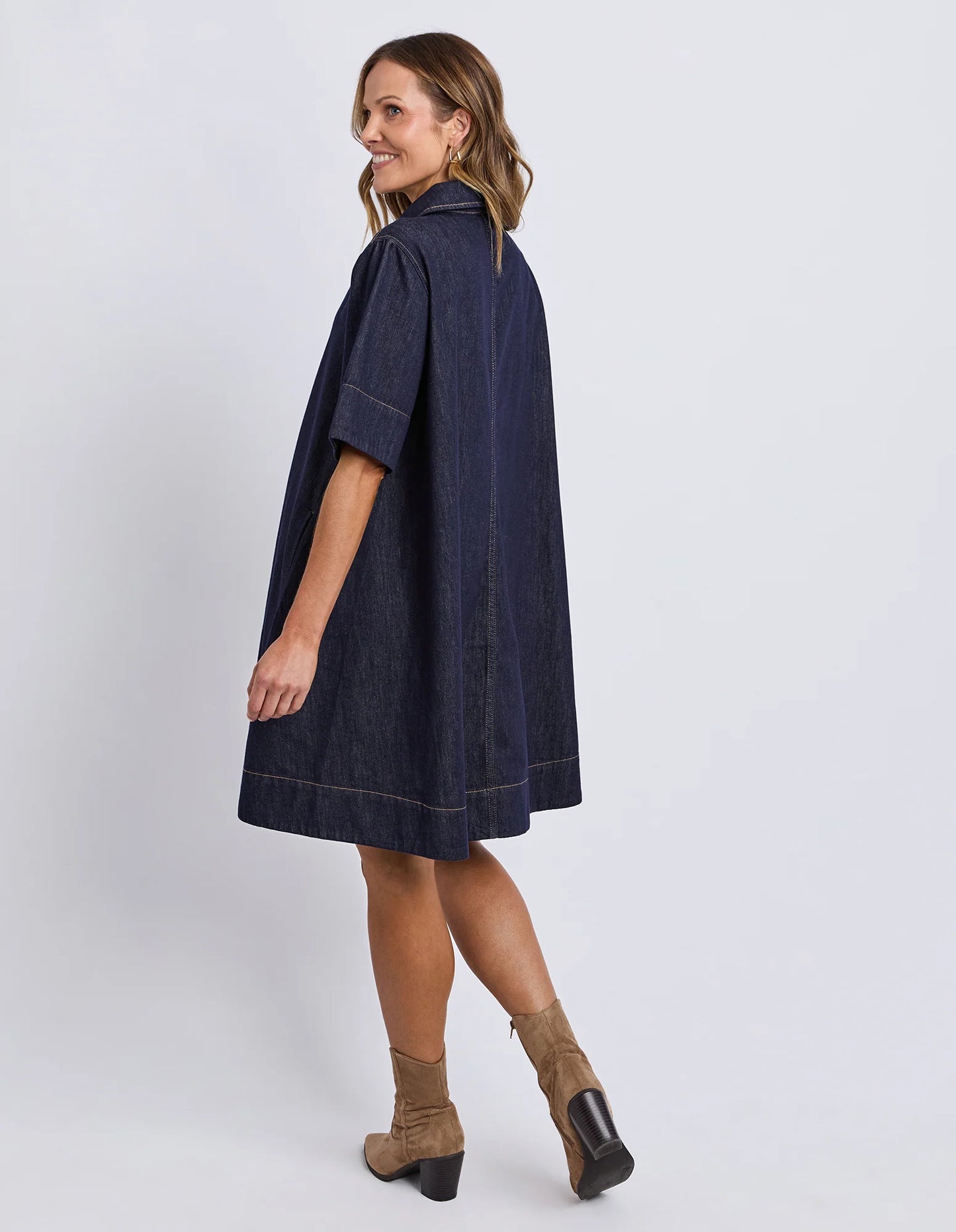 Foxwood Julian Dress – Indigo | Women's Cotton Loose Fit Casual Dress