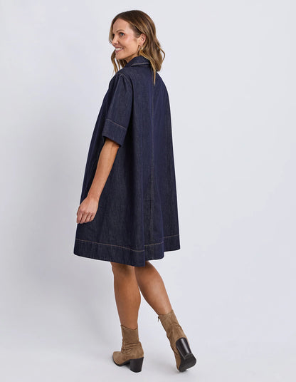 Foxwood Julian Dress – Indigo | Women's Cotton Loose Fit Casual Dress