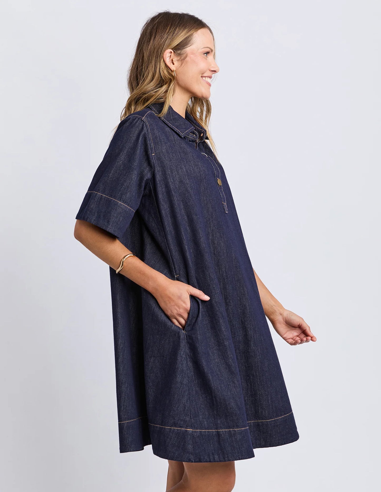Foxwood Julian Dress – Indigo | Women's Cotton Loose Fit Casual Dress