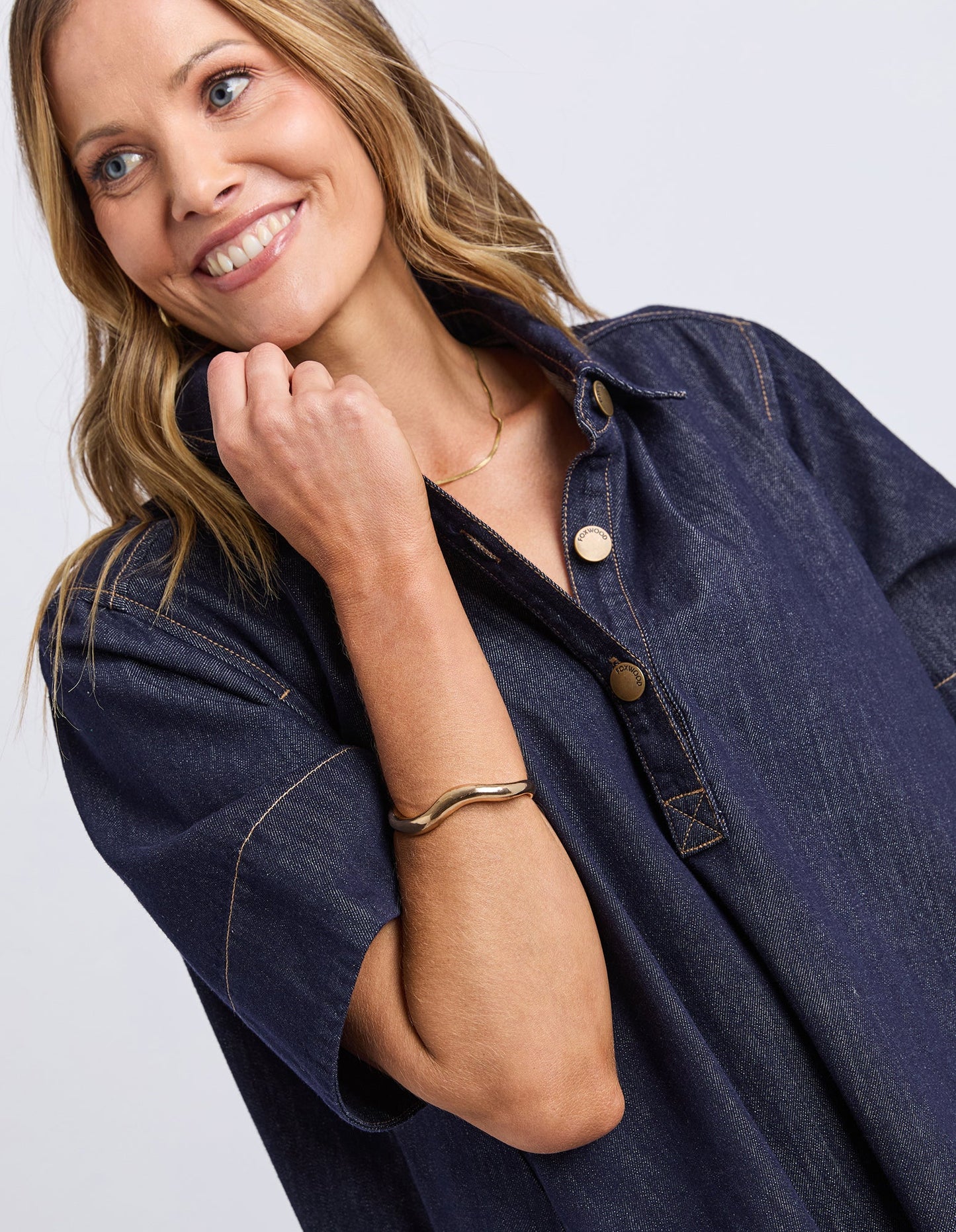 Foxwood Julian Dress – Indigo | Women's Cotton Loose Fit Casual Dress