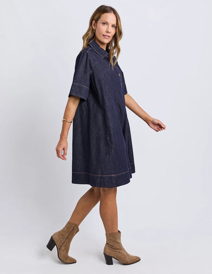 Foxwood Julian Dress – Indigo | Women's Cotton Loose Fit Casual Dress