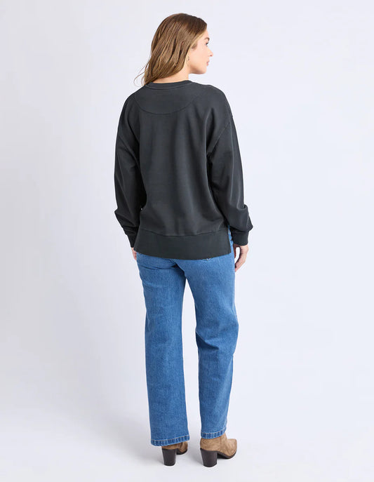 Foxwood Lasso Oversized Crew - Black | Women's Oversized Cotton Sweatshirt