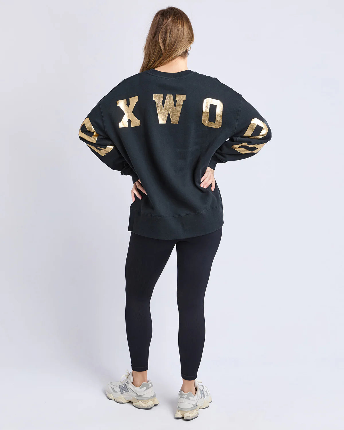 Foxwood Metallic Interval Crew - Black & Gold | Women's Oversized Relaxed Sweatshirt