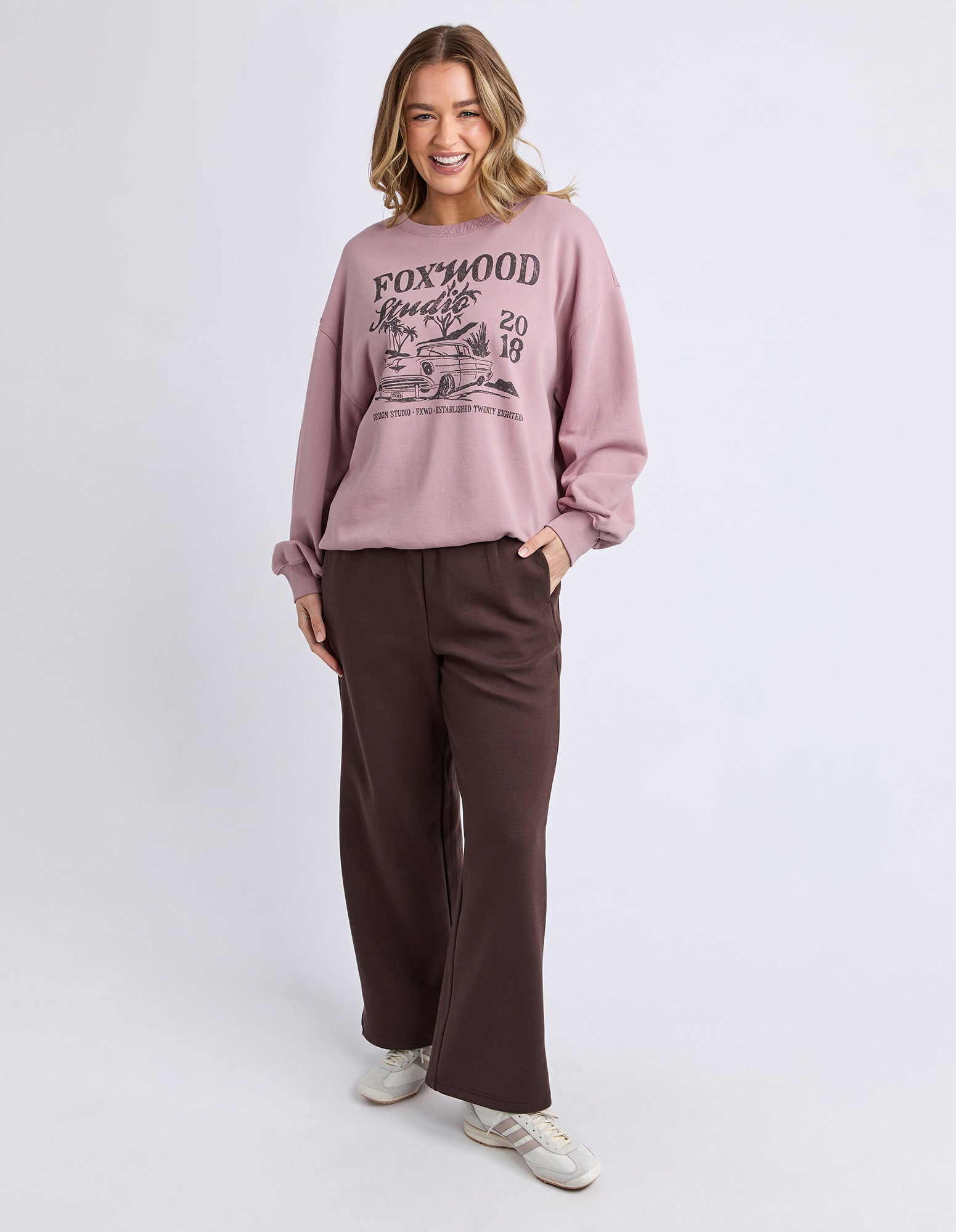 Foxwood Motor Crew Woodrose — women’s casual cotton sweater