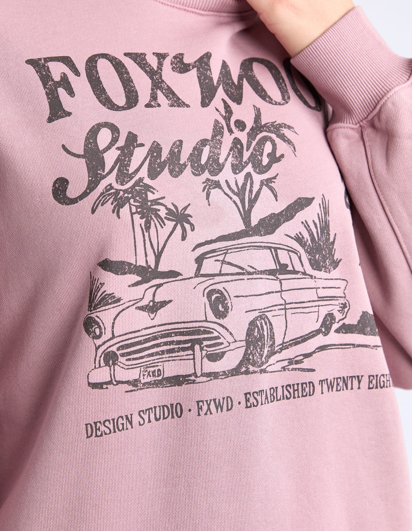 Foxwood Motor Crew - Woodrose | Women's Relaxed Fit Cotton Sweatshirt
