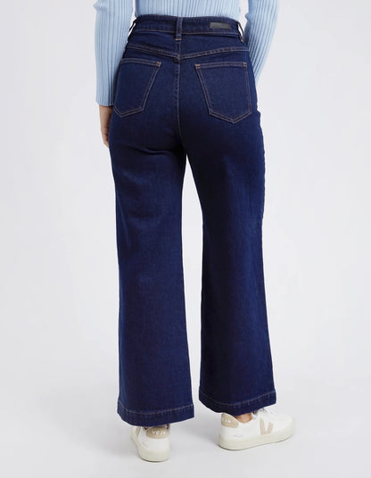 Foxwood Sarah Wide Leg Jean - Indigo Denim | High Rise Wide Leg Dark Blue Denim Jeans