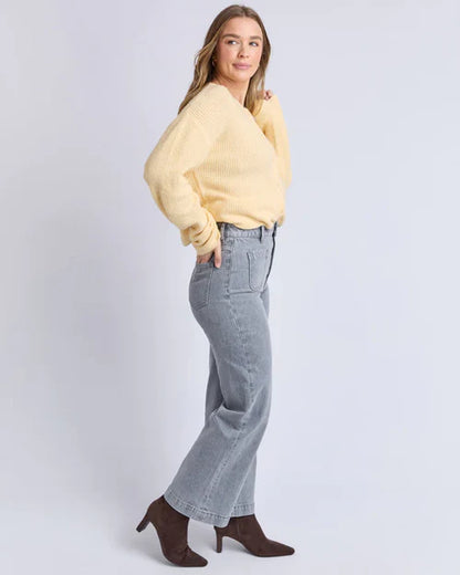 Foxwood Sarah Wide Leg Jean - Washed Grey | High Rise Wide Leg Denim Jeans