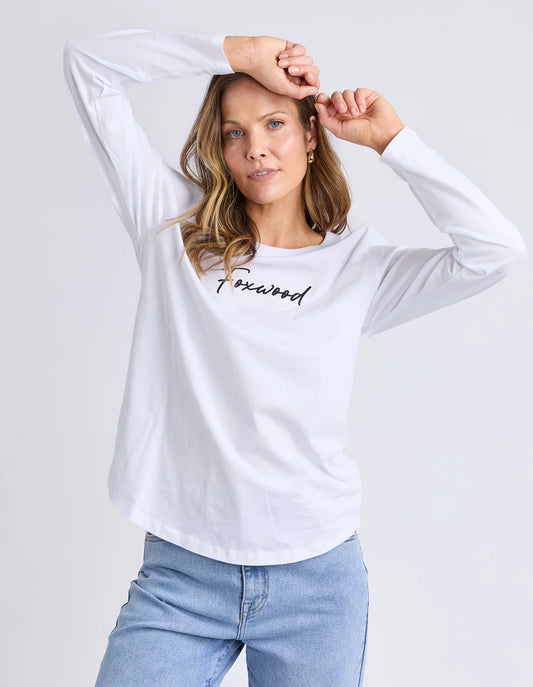 Foxwood Signature Long Sleeve Tee with embroidered chest detail