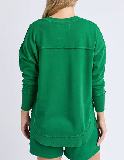 Foxwood Simplified Crew - Green | Women's Everyday Cotton Crew Sweatshirt