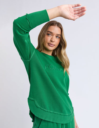 Foxwood Simplified Crew - Green | Women's Everyday Cotton Crew Sweatshirt