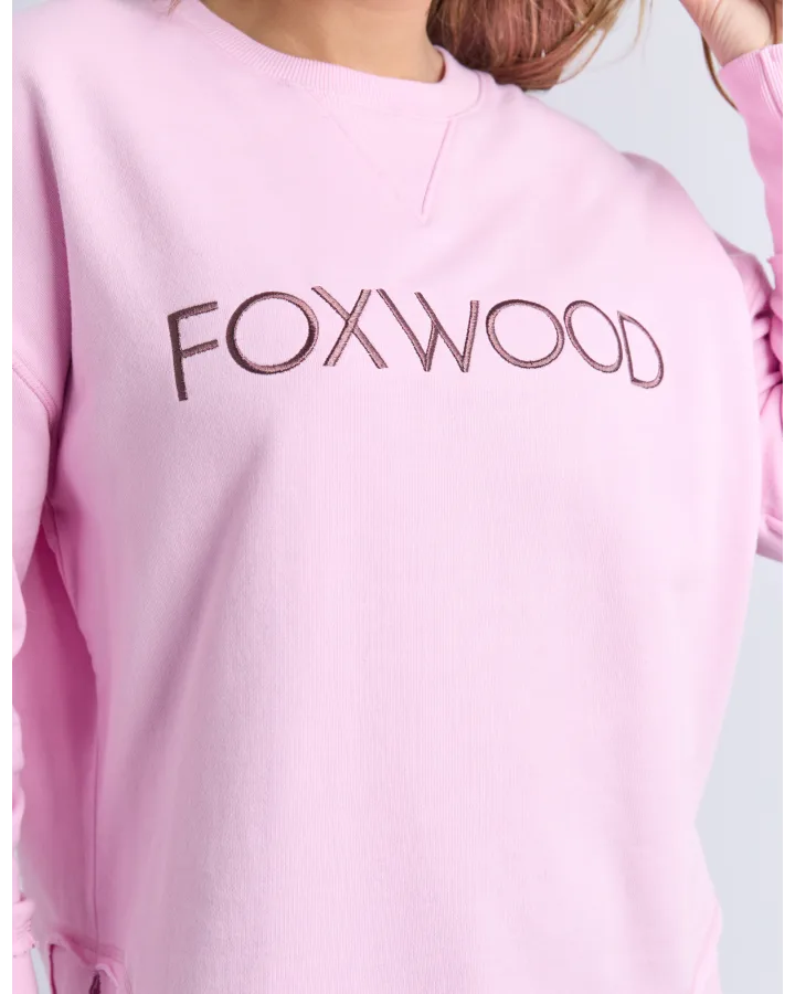 Foxwood Simplified Metallic Crew - Bright Pink | Women's Relaxed Fit Cotton Sweatshirt