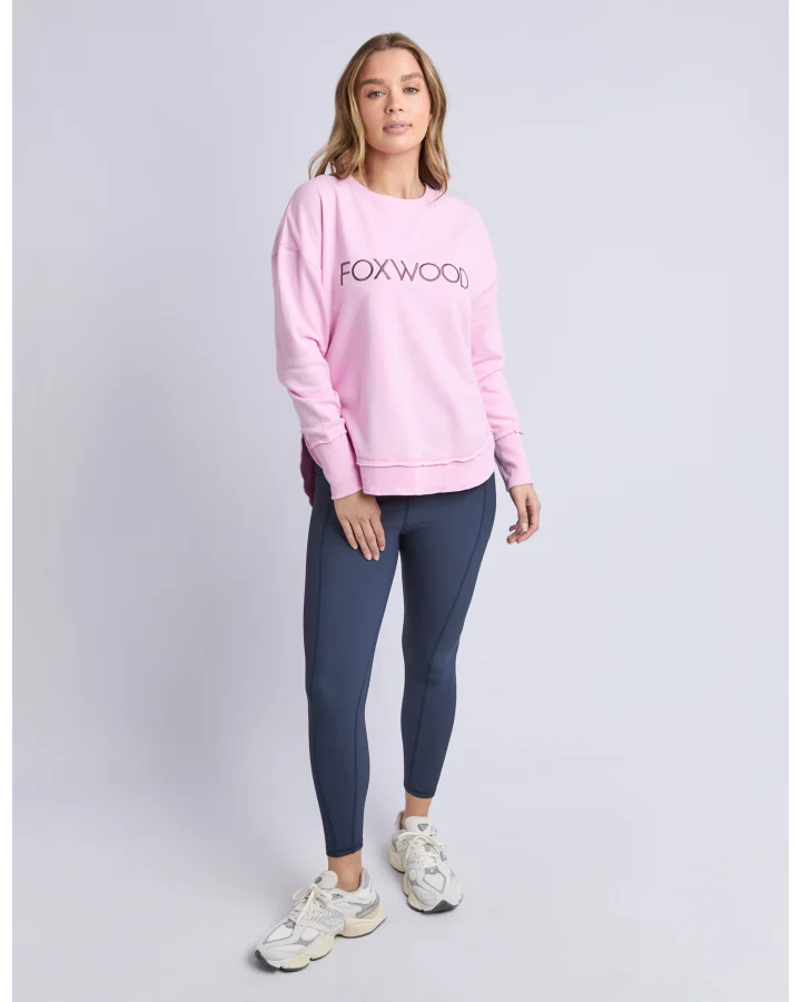Foxwood Simplified Metallic Crew - Bright Pink | Women's Relaxed Fit Cotton Sweatshirt
