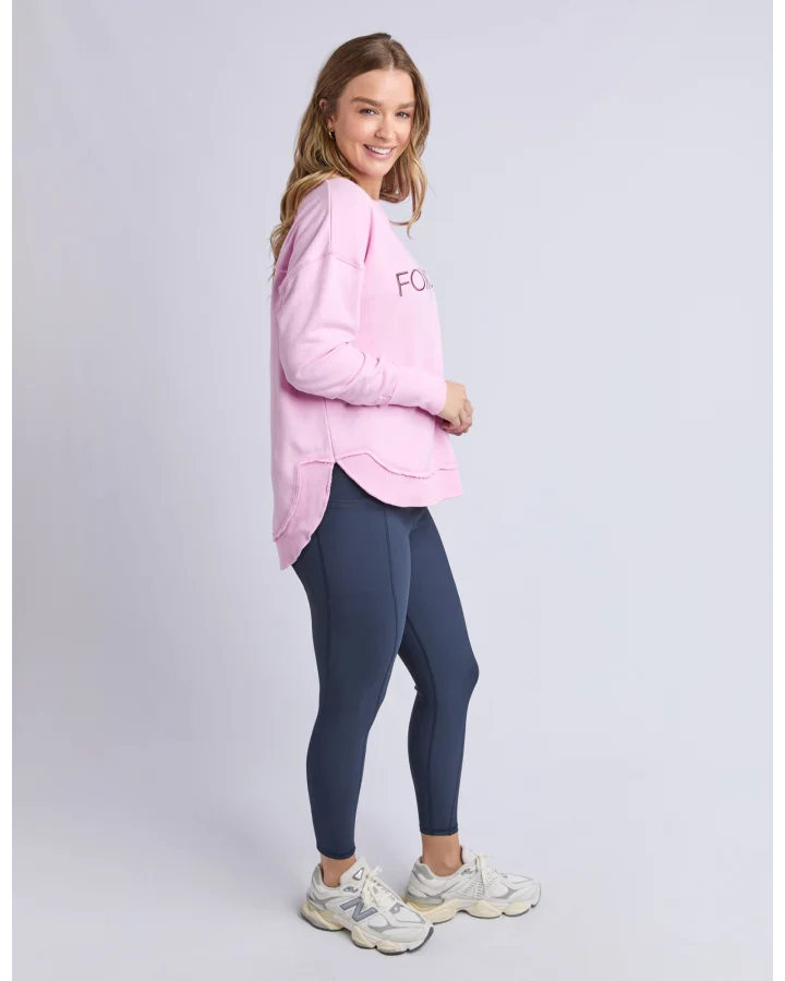 Foxwood Simplified Metallic Crew - Bright Pink | Women's Relaxed Fit Cotton Sweatshirt
