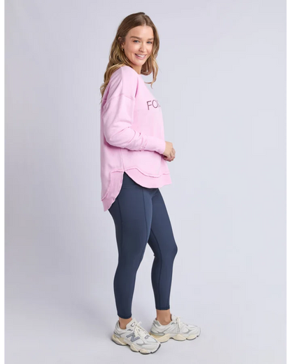 Foxwood Simplified Metallic Crew - Bright Pink | Women's Relaxed Fit Cotton Sweatshirt