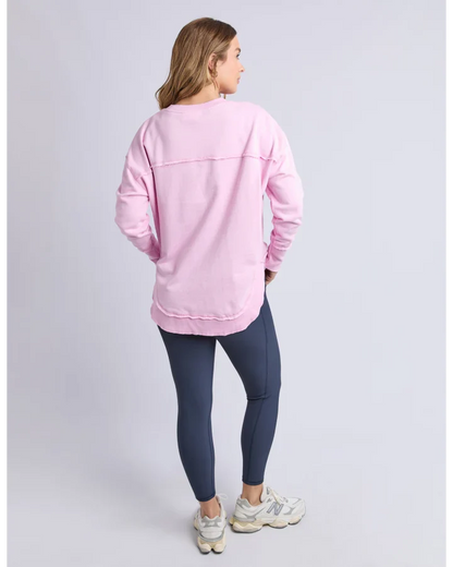 Foxwood Simplified Metallic Crew - Bright Pink | Women's Relaxed Fit Cotton Sweatshirt