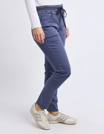 Foxwood Sylvia Jogger - Country Blue | Stretch Cotton Drill Jogger Pants