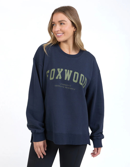 Foxwood Interval Crew - Navy & Khaki | Women's Oversized Relaxed Sweatshirt