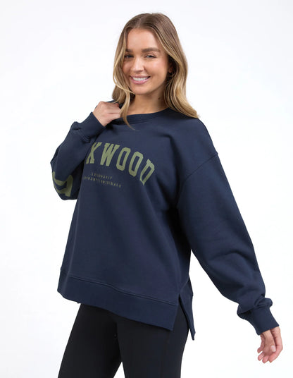 Foxwood Interval Crew - Navy & Khaki | Women's Oversized Relaxed Sweatshirt