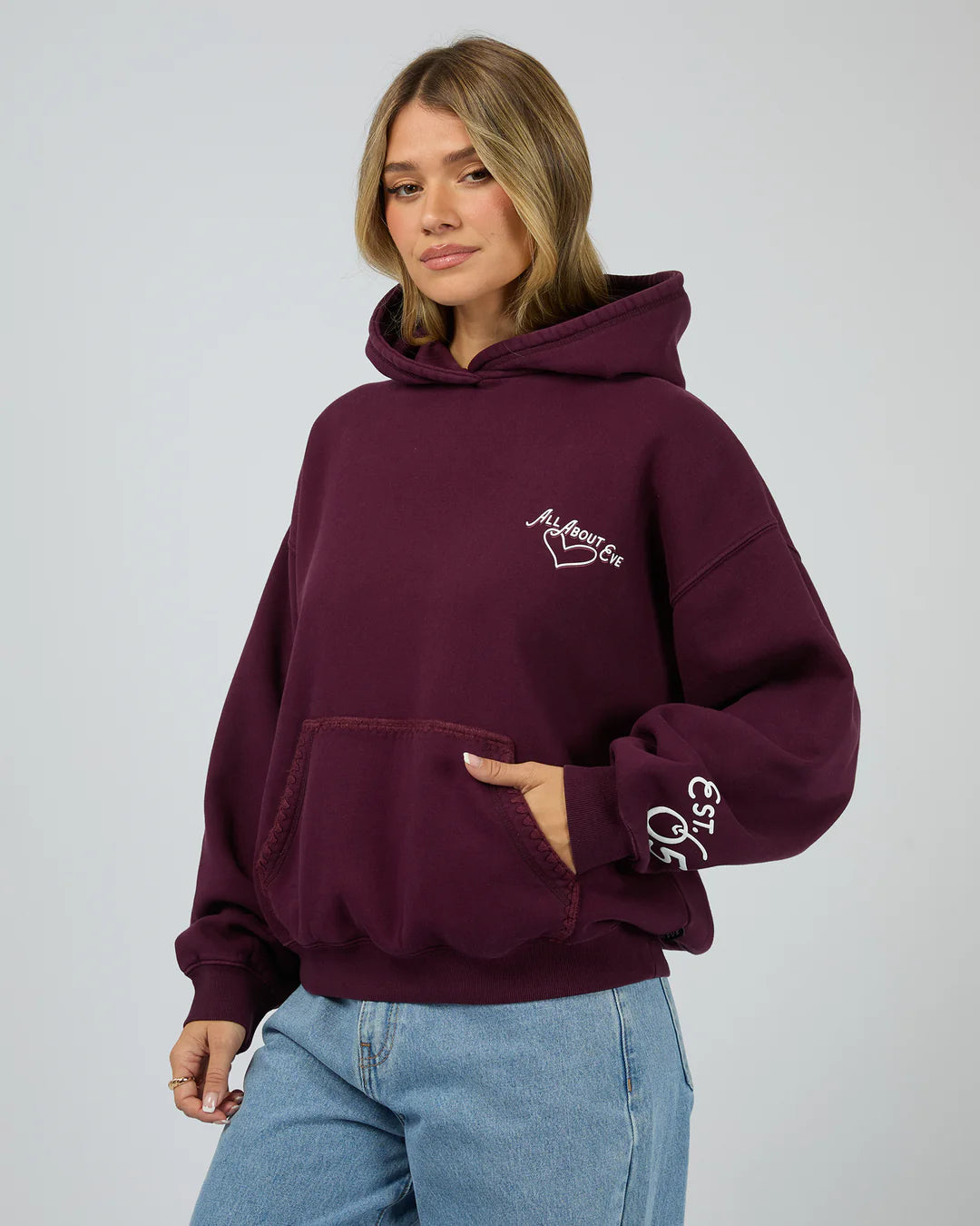 All About Eve Bake Shop Box Hoodie - Wine | Women’s Graphic Hoodie