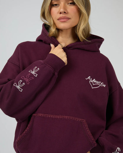 All About Eve Bake Shop Box Hoodie - Wine | Women’s Graphic Hoodie