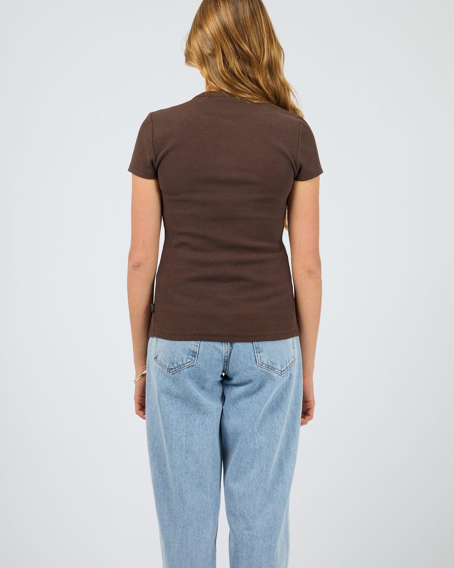 Silent Theory Button Up Short Sleeve Tee - Chocolate | Women’s Ribbed Everyday T-Shirt