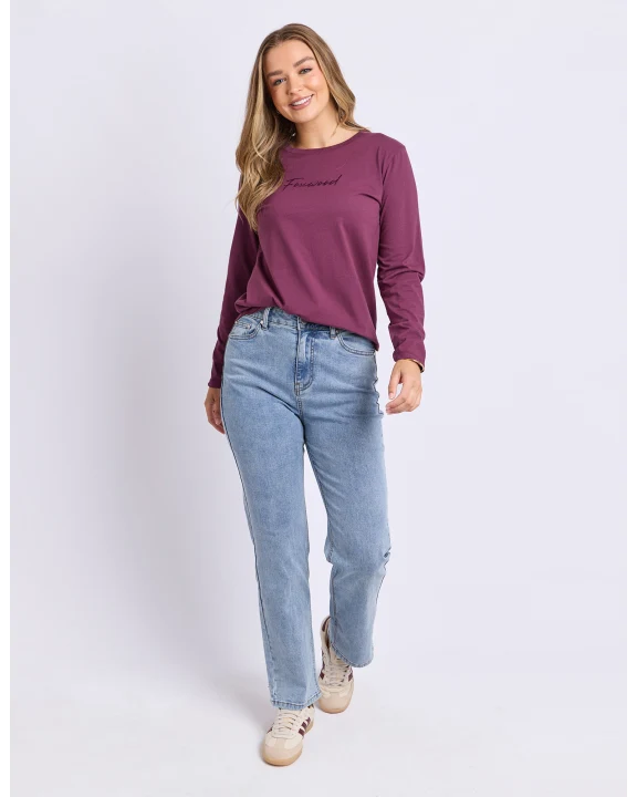 Foxwood Signature Long Sleeve Tee - Plum | Women’s Everyday Layering Essential