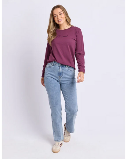 Foxwood Signature Long Sleeve Tee - Plum | Women’s Everyday Layering Essential