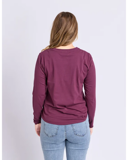 Foxwood Signature Long Sleeve Tee - Plum | Women’s Everyday Layering Essential