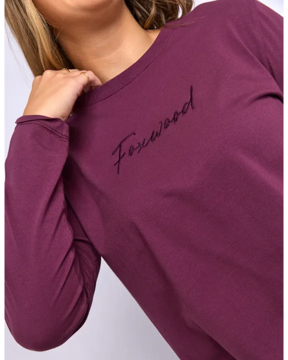 Foxwood Signature Long Sleeve Tee - Plum | Women’s Everyday Layering Essential
