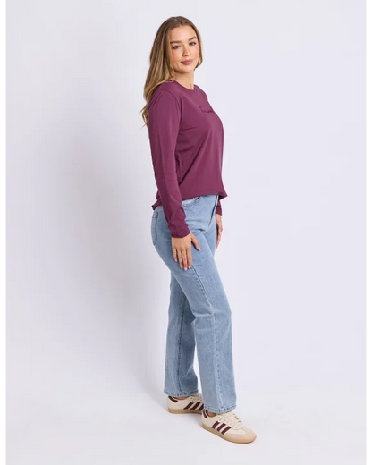 Foxwood Signature Long Sleeve Tee - Plum | Women’s Everyday Layering Essential
