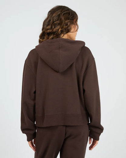 Silent Luxe Zip Thru Hoodie - Chocolate | Women's Cotton Fleece Zip Hoodie