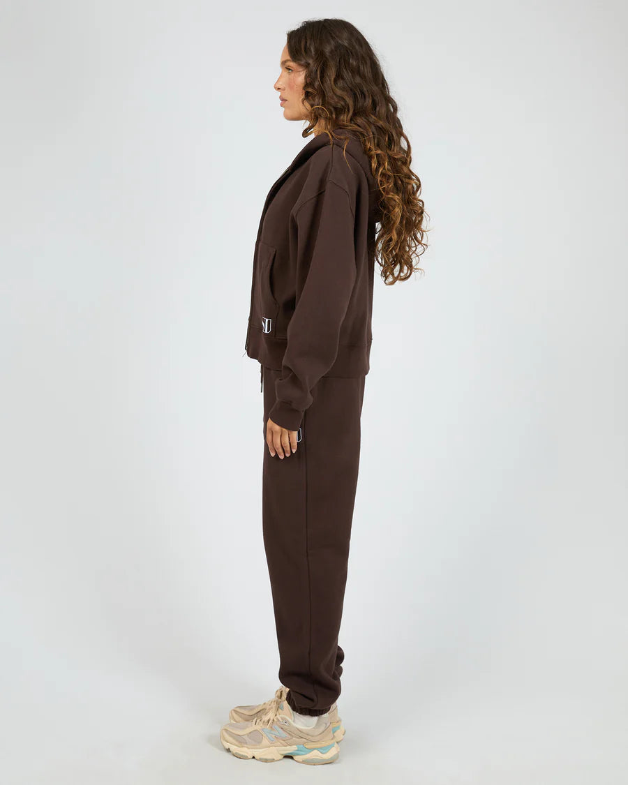 Silent Luxe Zip Thru Hoodie - Chocolate | Women's Cotton Fleece Zip Hoodie