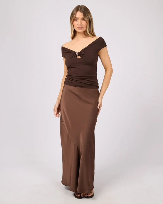 Silent Theory Carter Maxi Skirt - Brown | Women's Bias Cut Maxi Skirt
