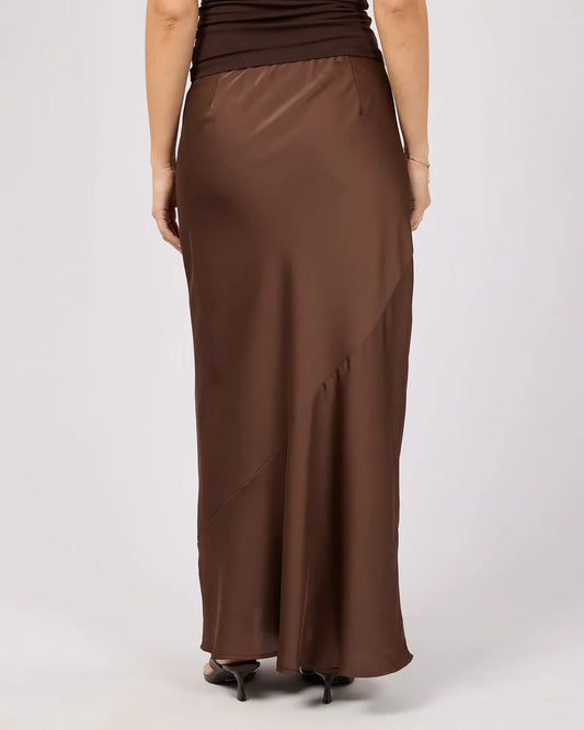 Silent Theory Carter Maxi Skirt - Brown | Women's Bias Cut Maxi Skirt