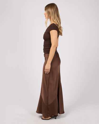 Silent Theory Carter Maxi Skirt - Brown | Women's Bias Cut Maxi Skirt
