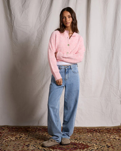 Silent Theory Darby Knit Cardigan - Pink | Women's Soft Textured Button Cardigan