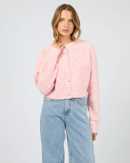 Silent Theory Darby Knit Cardigan - Pink | Women's Soft Textured Button Cardigan