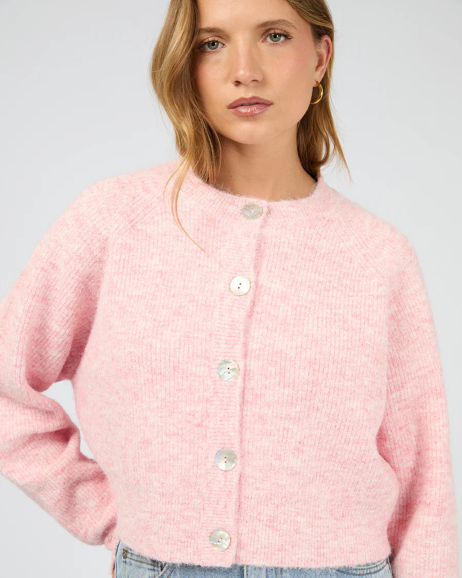 Silent Theory Darby Knit Cardigan - Pink | Women's Soft Textured Button Cardigan
