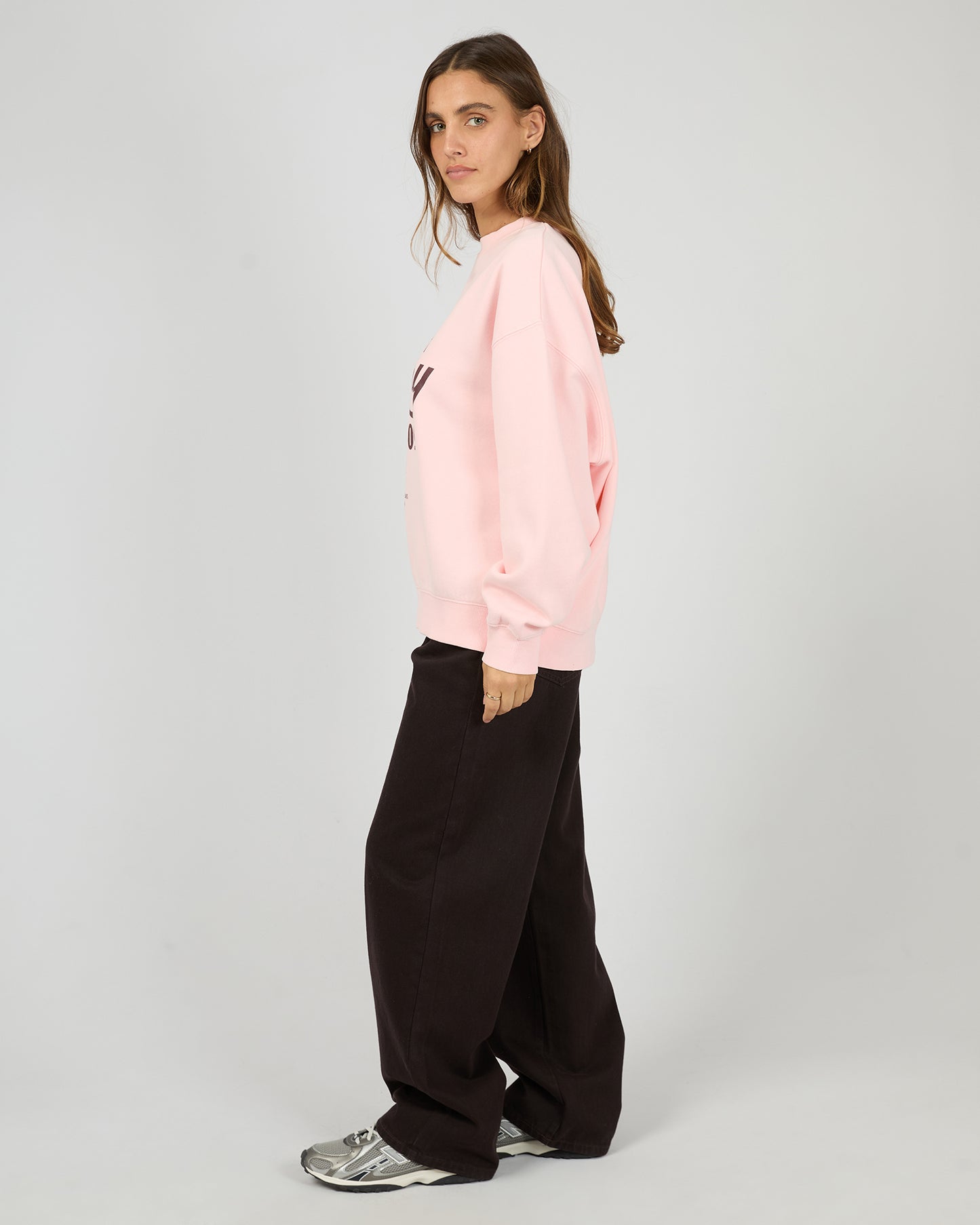 Silent Theory Emblem Crew - Pink | Women's Oversized Cotton Fleece Sweatshirt