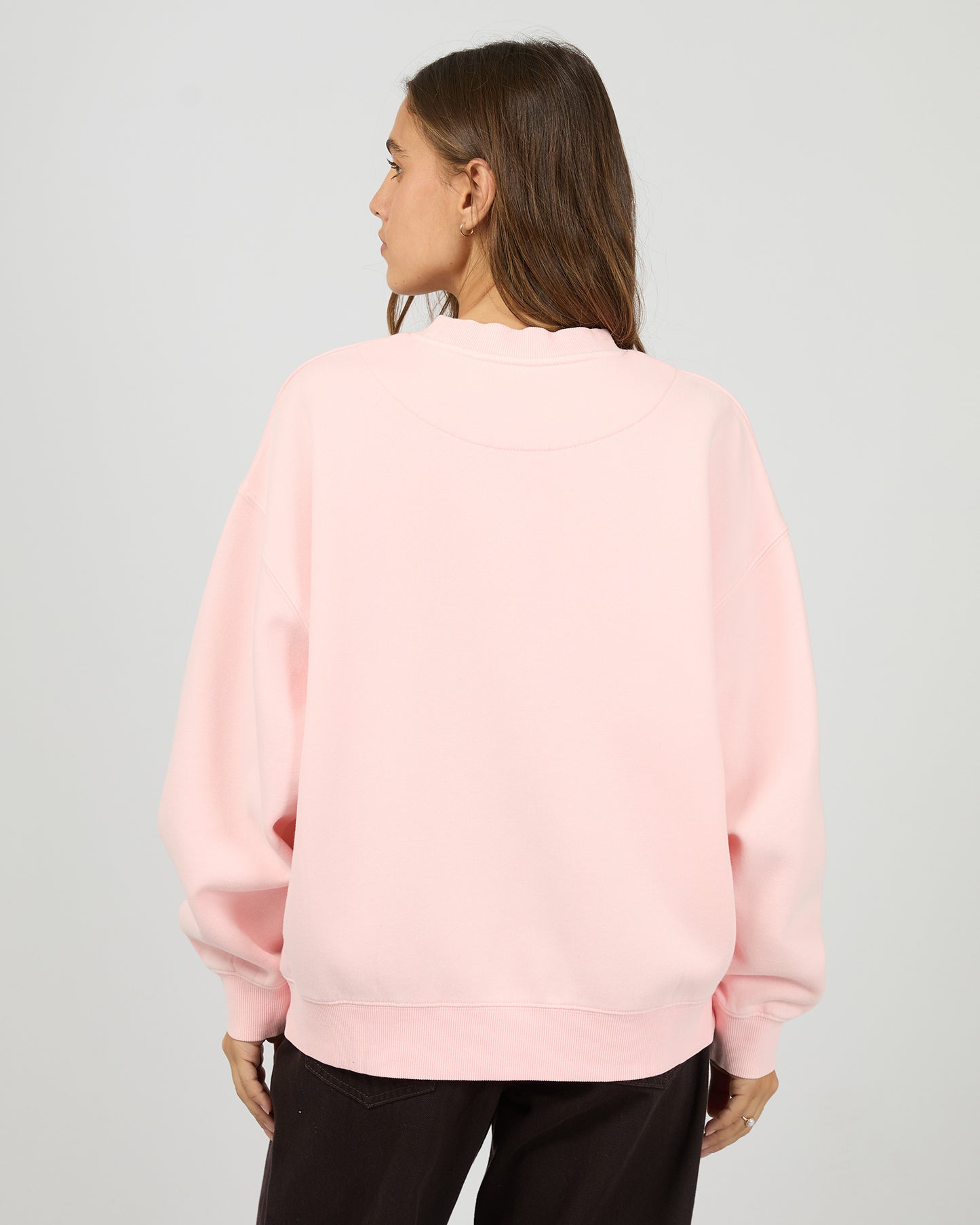 Silent Theory Emblem Crew - Pink | Women's Oversized Cotton Fleece Sweatshirt