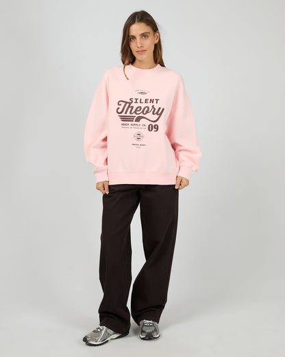 Silent Theory Emblem Crew - Pink | Women's Oversized Cotton Fleece Sweatshirt