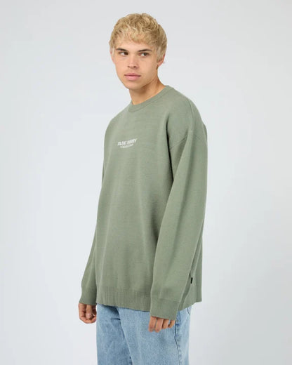 Silent Theory Essential Knit - Eucalyptus | Men's Relaxed Fit Crew Neck Knit Jumper