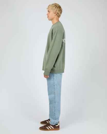 Silent Theory Essential Knit - Eucalyptus | Men's Relaxed Fit Crew Neck Knit Jumper