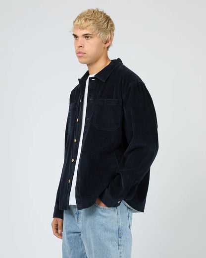 Silent Theory Jameson Cord Shirt - Navy | Men's Cotton Corduroy Button-Up Shirt