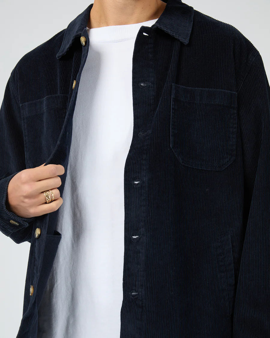 Silent Theory Jameson Cord Shirt - Navy | Men's Cotton Corduroy Button-Up Shirt