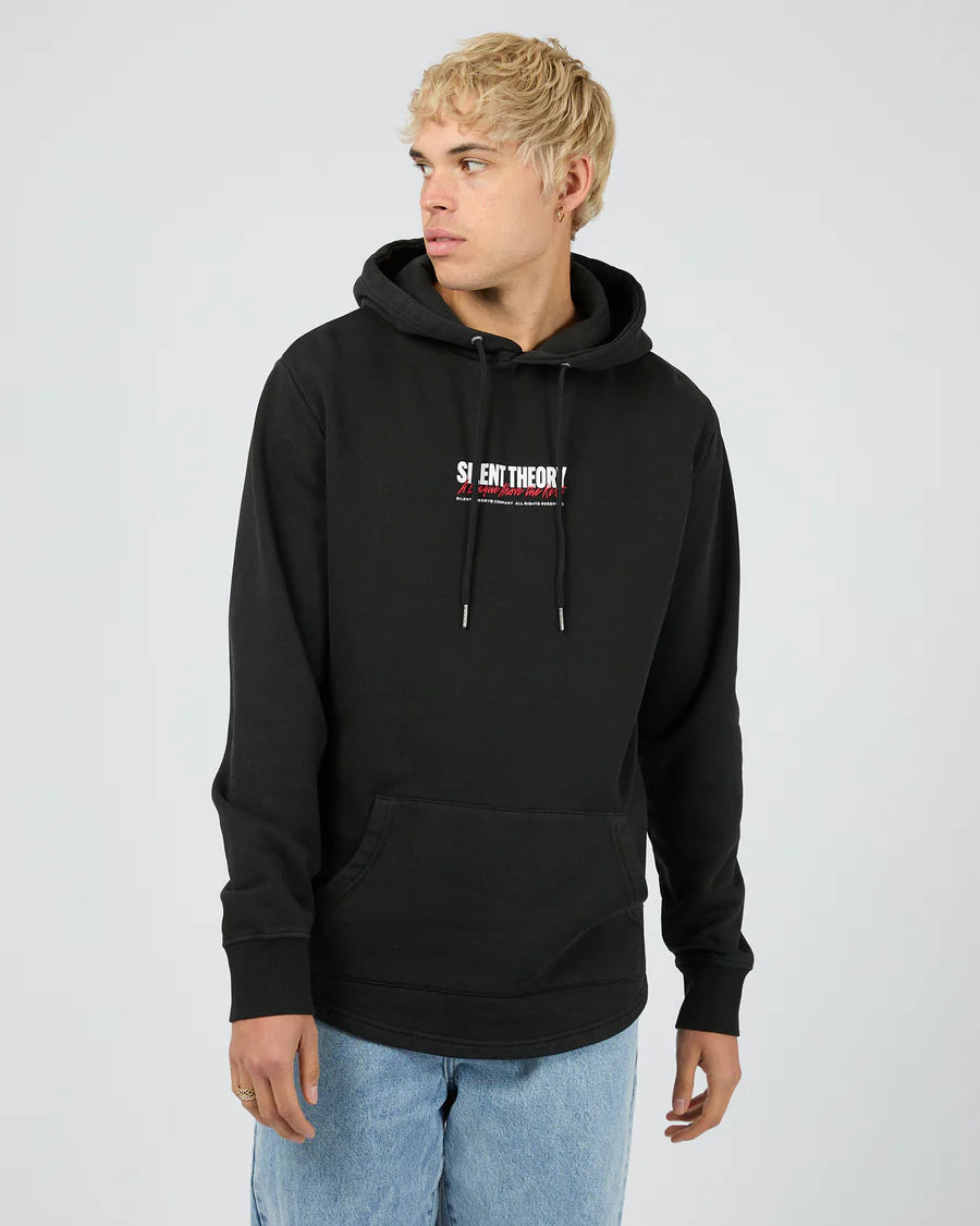Silent Theory League Scoop Hoodie - Washed Black | Men's Slim Fit Fleece Hoodie